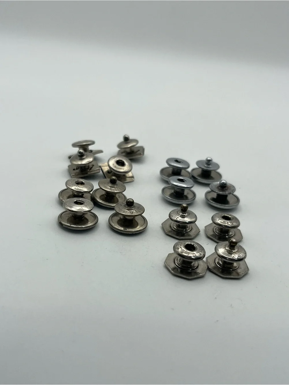 Art Deco silver tone snap link cufflinks vintage set of 4 embossed design